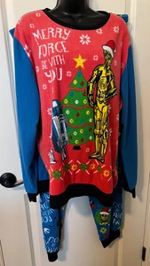 Star Wars NUEVO CON ETIQUETAS 2 PIEZAS POLAR PJS 2X 18/20 MERRY FORCE BE WITH YOU ROJO AZUL XXL NUEVO - Imagen 1 de 6