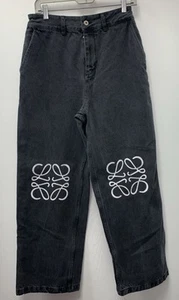 loewe anagram jeans Men’s 40 30x30 Black Wide Leg Baggy Italy Boyfriend - Picture 1 of 11