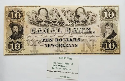 Undated $10 CANAL BANK, New Orleans, LA  Crisp Uncirculated Bank Note - Image 1 of 4