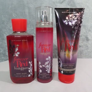 Bath Body Works FOREVER RED VANILLA RUM Body Mist Spray Creme Lotion Waschen 3 LESEN - Bild 1 von 9
