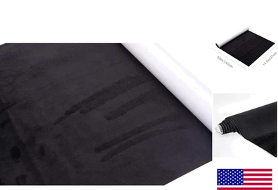 Tela de gamuza de microfibra negra autoadhesiva - 14,5 pulgadas x 55 pulgadas para interiores de automóviles Foto 1 de 4