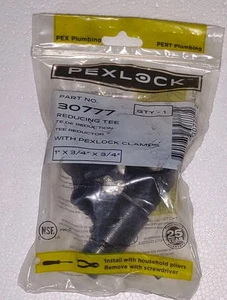 PEXLock 30777 PEX Reducing Tee 1" x 3/4" x 3/4 With Pexlock Clamps - Picture 1 of 1