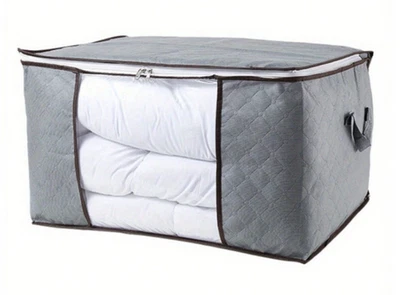 1pc Large Quilted Storage Box – Zippered Fabric Container w/ Handle - NEW - Image 1 of 4