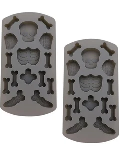 2pcs Halloween Moulds Silicone Ice Cube Trays Skeleton Bone Mold Halloween  - Picture 1 of 5