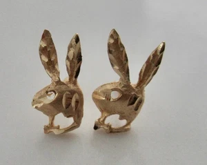 PlayB Bunny 14K Yellow Gold Pierced Earrings - Picture 1 of 5