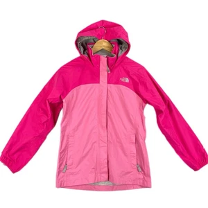 The North face Rain Jacket Child/Girls Size L Pink Outer Shell Water Proof Hood - Picture 1 of 16