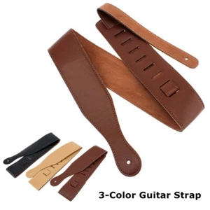 Brown Adjustable Soft Leather Thick Guitar Strap Belt for Electric Acoustic - Picture 1 of 15