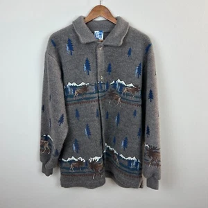 Chaqueta polar Art Unlimited vintage para hombre XXL gris alce abotonada naturaleza exterior - Imagen 1 de 13
