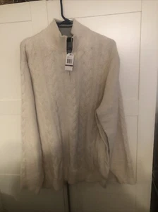 Nautica Men's Full Zip Mock Neck Cardigan Sweater Beige Size XXL - Picture 1 of 3
