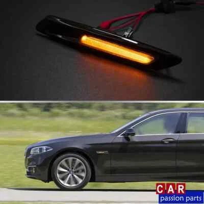 For 2011-2013 BMW 550i 535i 528i Sedan LED Side Marker Light Turn Signal Smoked - Image 1 of 3