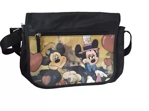 Disney Mickey Minnie messenger style bag purse long strap black - Picture 1 of 4