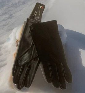 Women’s S/M 3M Gloves Thinsulate 40g Black Suede Leather NEW Side Zipper Tech - Picture 1 of 5