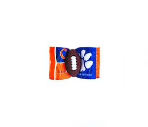 Dog Hair Bows- Clemson Tigers Pet Purple Orange Football Elastics or Barrette
