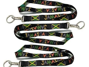 3pcs. Jamaica Jamaican Lanyard Keychain Pass  ID flag mini banner Badge Necklace - Picture 1 of 3