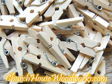 100 Mini NATURAL Wood 1" Inch Wooden Photo Paper Clothespin Clothes Pin 