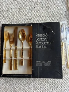 Niopb reed and barton stainless flatware rebacraft Gold Finish - Picture 1 of 7