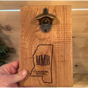 Personalisierter rustikaler Flaschenöffner aus Holz - Bild 1 von 5