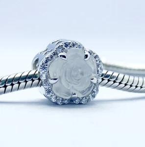 💖 Weiße Rose Charm Bead Blume Farbwechsel Echt 925 Sterling Silber 💖 - Bild 1 von 19