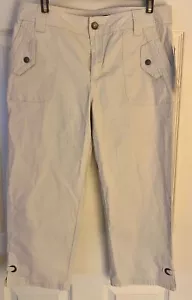 TRIBAL Womens Capri Pants Size 8 Stone Cotton Flap Pockets NWT! - Picture 1 of 9