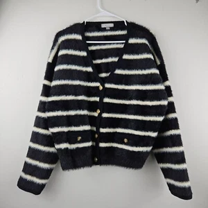 J CREW Striped Sweater Lady Jacket Womens M Brushed Yarn Polyamide Merino Wool - Picture 1 of 13