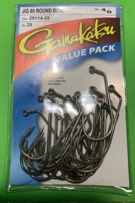 Ganchos de plantilla de alambre pesado Gamakatsu 60 grados, tamaño 4/0, paquete de 25 Foto 1 de 2