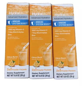 Hydralyte Electrolyte Powder Immune System Boost Citrus Burst 3 Count Lot Of 3 - Picture 1 of 6