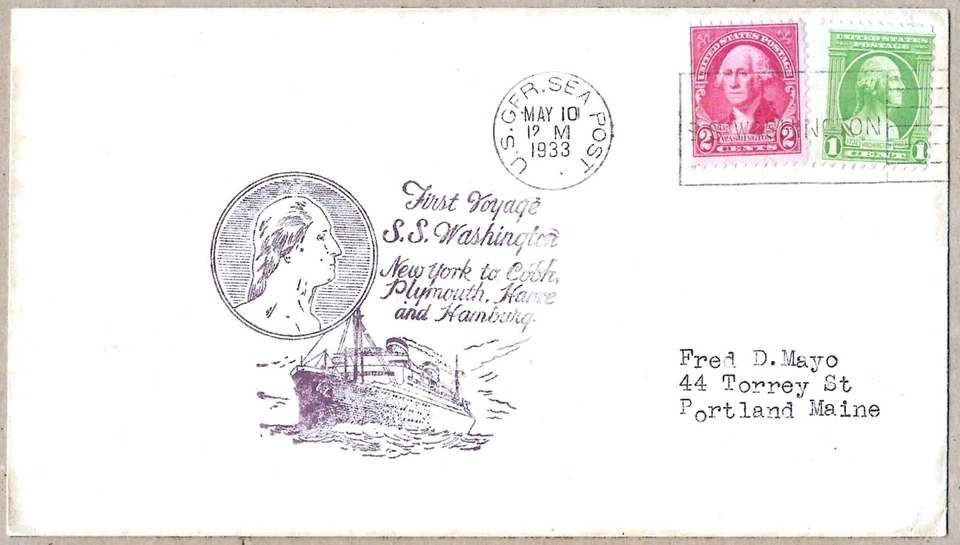 OCEAN LINER SS WASHINGTON NYC-HAMBURG MAIDEN VOYAGE 10 MAY 1933 - Image 1 of 1