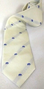 Handgefertigte klassische weiß/elfenbeinfarbene Vater & Sohn Elefant feine Seidenkrawatte für Herren - Bild 1 von 5