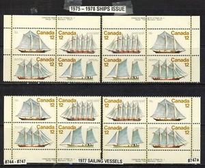 1977 #744-7 12¢ SAILING VESSELS SE-TENANT SHIPS ISSUE MS PLATE BLOCKS F-VFNH - Picture 1 of 1