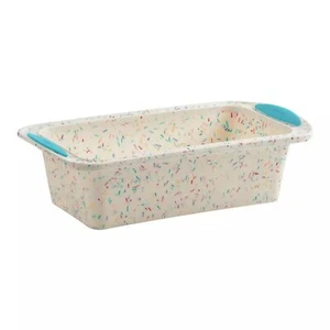 Structure Loaf Pan Silicone Bakeware 8.5 x 4.5 White Confetti with Blue Regul... - Picture 1 of 5