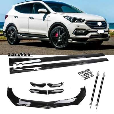 For Hyundai Santa Front Bumper Lip Splitter Spoiler Side Skirts Sturt Rods - Image 1 of 4