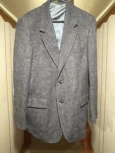 Vintage Pendleton Sport Coat Men 44 long Tweed Wool Gray Suede Elbow Patch - Picture 1 of 6