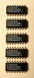 Lot de 5 x 74HC193D IC: 4bit, Up/Down Counter; Series: SO16 Philips - Picture 1 of 1