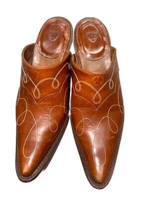 Ariat slip on pointed toe mule style block heel leather brown size 6B/36.5 - Image 1 of 4