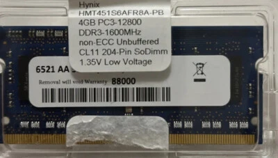 SK Hynix 4GB DDR3 RAM 1Rx8 Memory LAPTOP SoDimm PC3L-12800S HMT451S6AFR8A-PB - Image 1 of 2