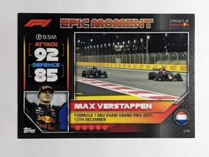 2022 Topps Turbo Attax F1 Formula 1 Max Verstappen EPIC MOMENT #279 - Picture 1 of 2