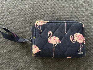 Vera Bradley Flamingo Fiesta Geldbörse Münzbörse Navy Blau Rosa Ausweisetui - Bild 1 von 3