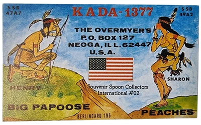 Adria-9 QSL • Berlincard 195 • KADA-1377 Neoga IL USA • CB Radio - Image 1 of 2
