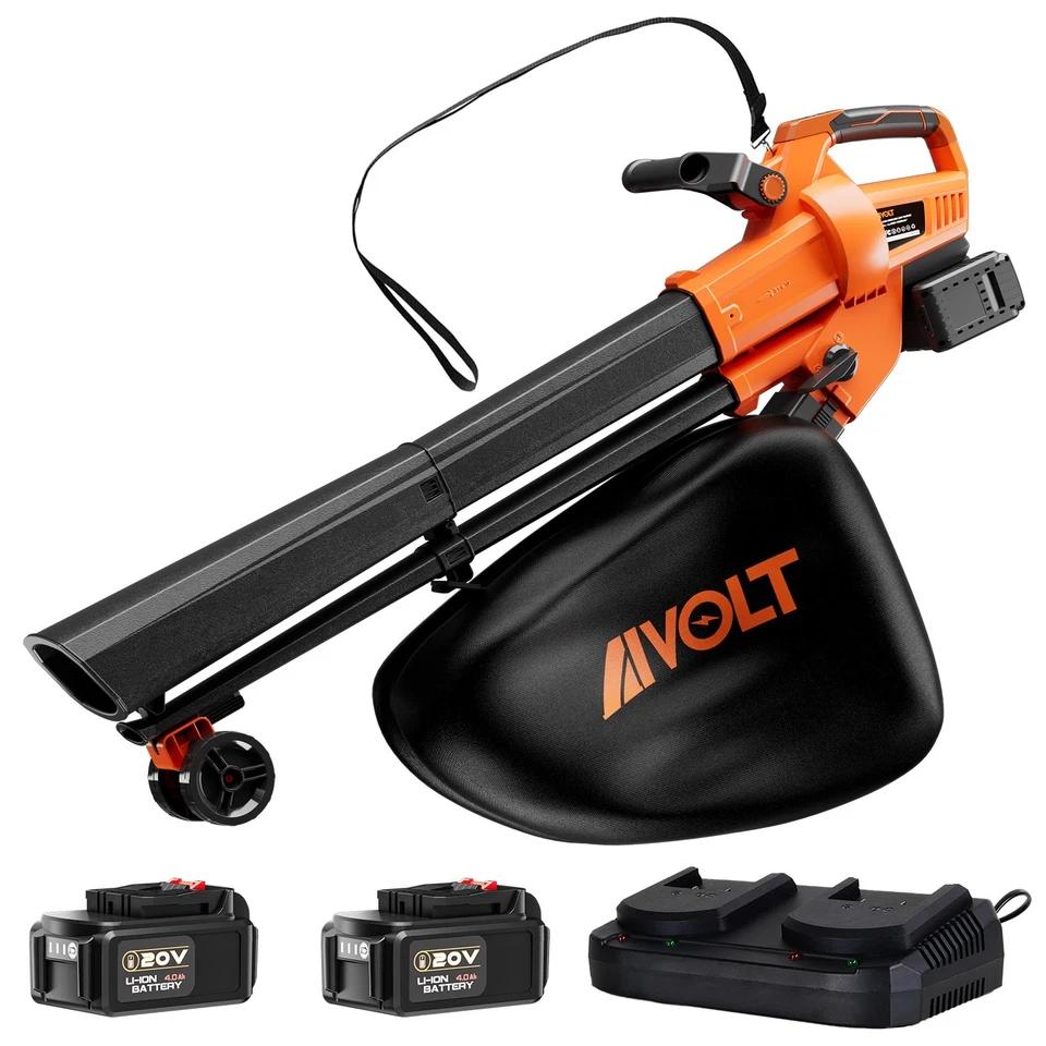 AIVOLT Cordless Leaf Blower Vacuum Mulcher 40V with 40L Bag, Battery and Charger