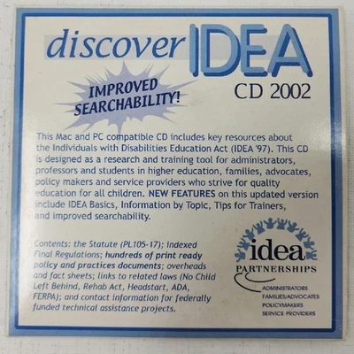 Discover IDEA CD 2002 Individuals with Disabilities Education Act Resources - Image 1 of 4