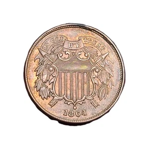 High Grade 1864 2 Cent Piece Red Uncirculated - Picture 1 of 2