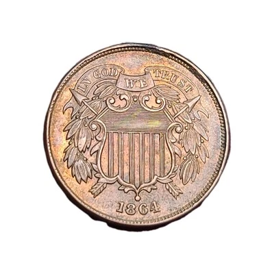 High Grade 1864 2 Cent Piece Red Uncirculated - Image 1 of 2