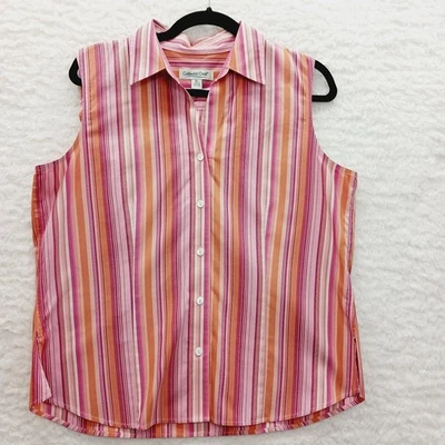 衬衫尺寸 PL 粉色珊瑚薰衣草条纹度假村 Whimsycore 度假 Y2K 休闲 — 第 1/4 张图片