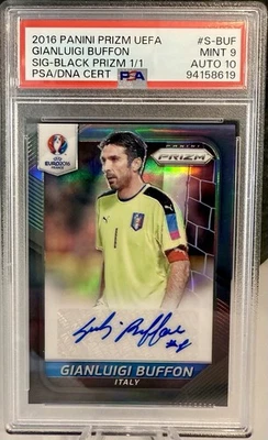 Panini Prizm UEFA Euro 2016 Gianluigi Buffon Signatures Black Prizm 1/1 PSA 9/10 Foto 1 de 2