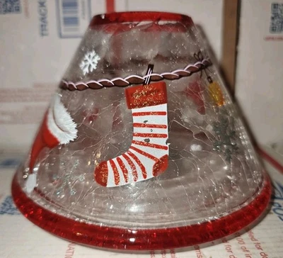 Yankee Candle pintado a mano claro craquelado vacaciones FESTIVO tarro grande sombra Foto 1 de 4
