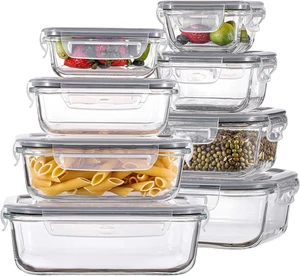 8 Pack Glass Food Storage Containers with Lids, Meal Prep Containers, Airtight B - Picture 1 of 12
