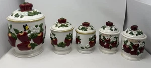 KK Keramik Erhöhter Apfel Kanister 5er Set Bauernhaus 70er Jahre Landhaus - Bild 1 von 7