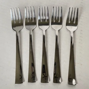 Oneida 5 SALATGABELN Modern MCM Edelstahl Besteck Hochglanz Silber Modern - Bild 1 von 8