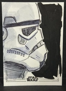 2025 Topps Chrome Star Wars Stormtrooper 1/1 Sketch Silver Foil By Ryan Crosby - Picture 1 of 4