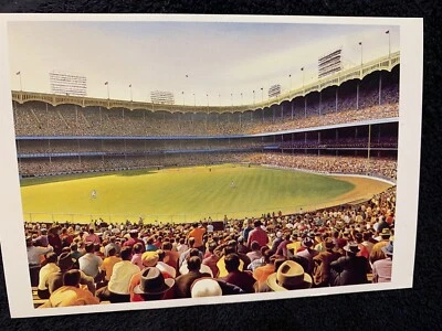 "YANKEE STADIUM REVISITED"-Bill Goff-Postcd-'56 World Series game vs. Dodgers-NM - Image 1 of 2